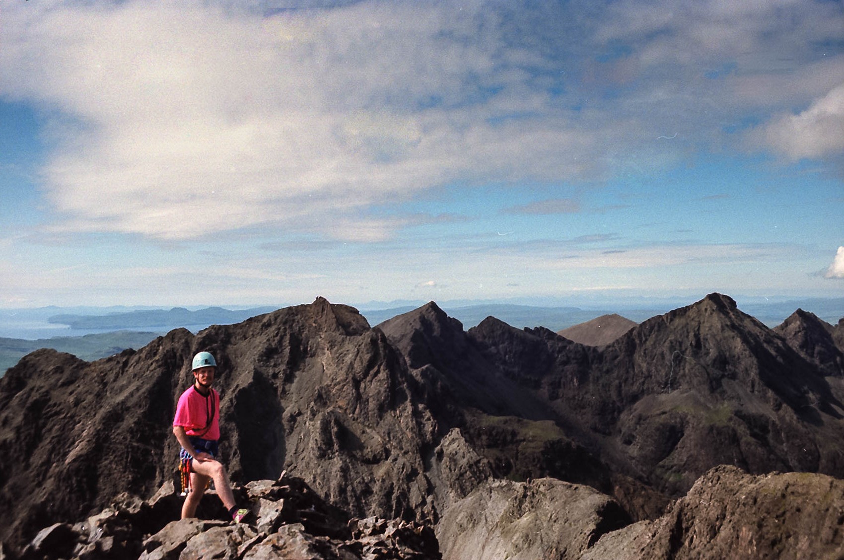 A colleague on Sgurr Alasdair looking to the northern section of the Cuillin Ridge - Isle of Skye