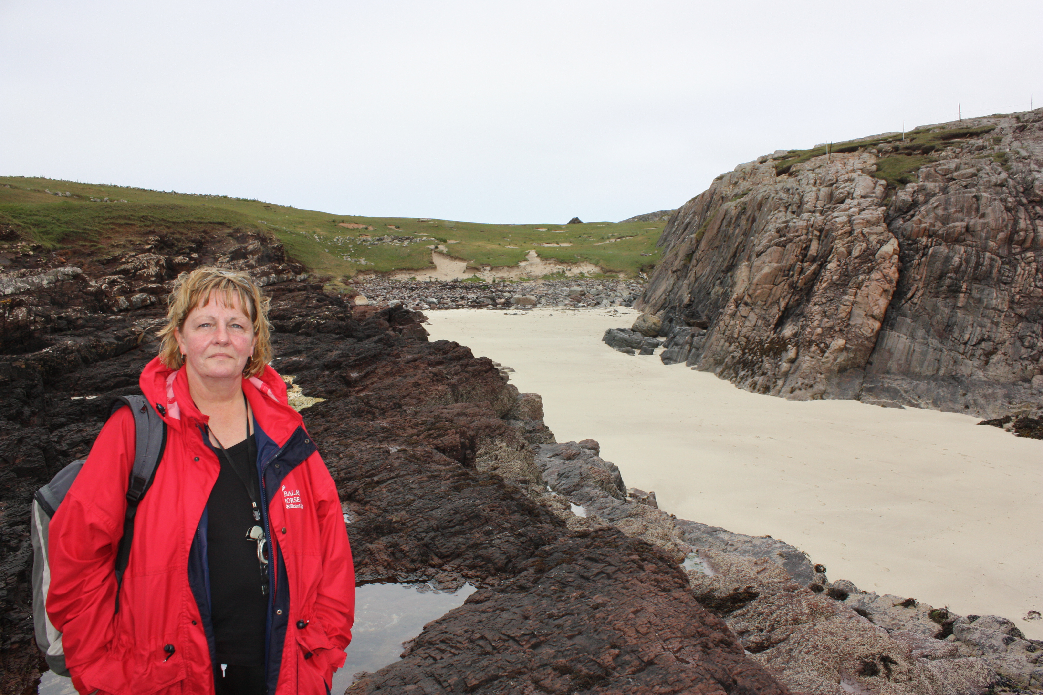 My wife Hilly on Clachtoll Beach near Lochinver - Scotland